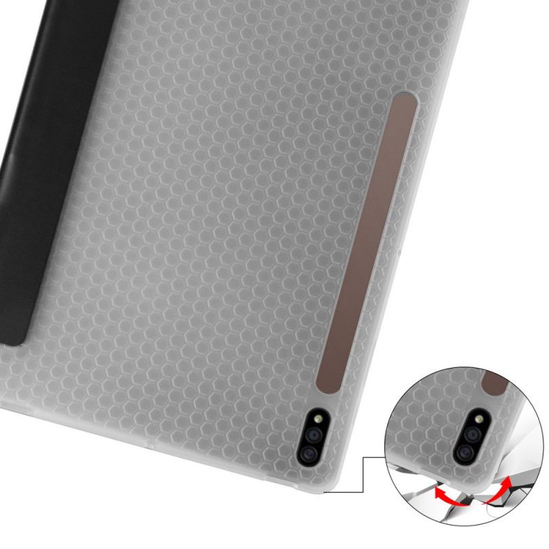 Smartcase Van Siliconen En Kunstleer Samsung Galaxy Tab S7 Plus Rood Zwart