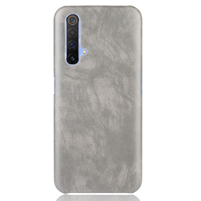 Case Hoesje Realme X50 Grijs Zwart Telefoonhoesje Lychee Leereffect