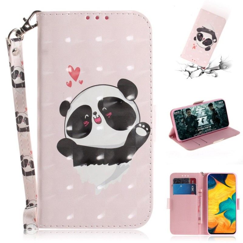 Bescherming Hoesje Samsung Galaxy A30 Telefoonhoesje Panda Love Met String