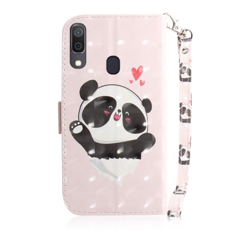 Bescherming Hoesje Samsung Galaxy A30 Telefoonhoesje Panda Love Met String