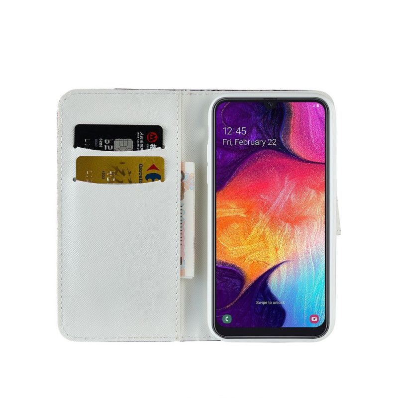 Cover Folio-hoesje Samsung Galaxy A30 Rose Goud Telefoonhoesje Krokodil Diamanten