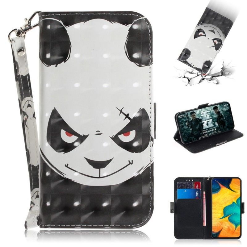 Flip Case Leren Samsung Galaxy A30 Boze Panda Met String