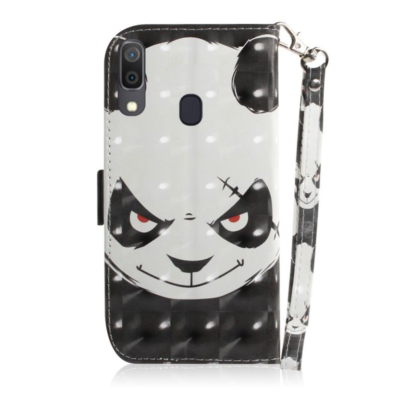 Flip Case Leren Samsung Galaxy A30 Boze Panda Met String