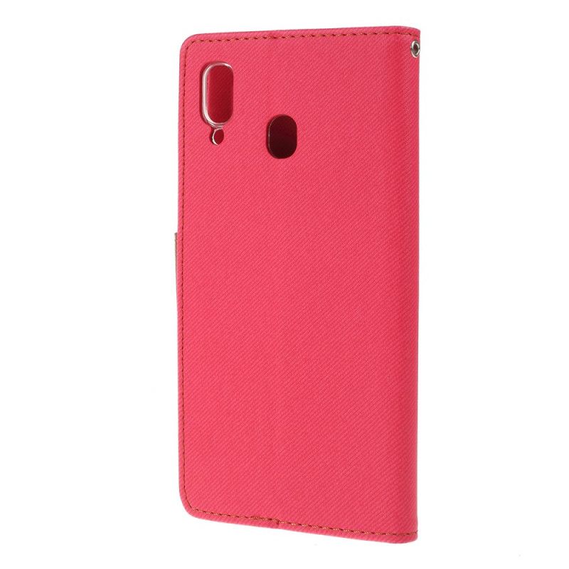 Flip Case Leren Samsung Galaxy A30 Groen Magenta Tweekleurige Stof