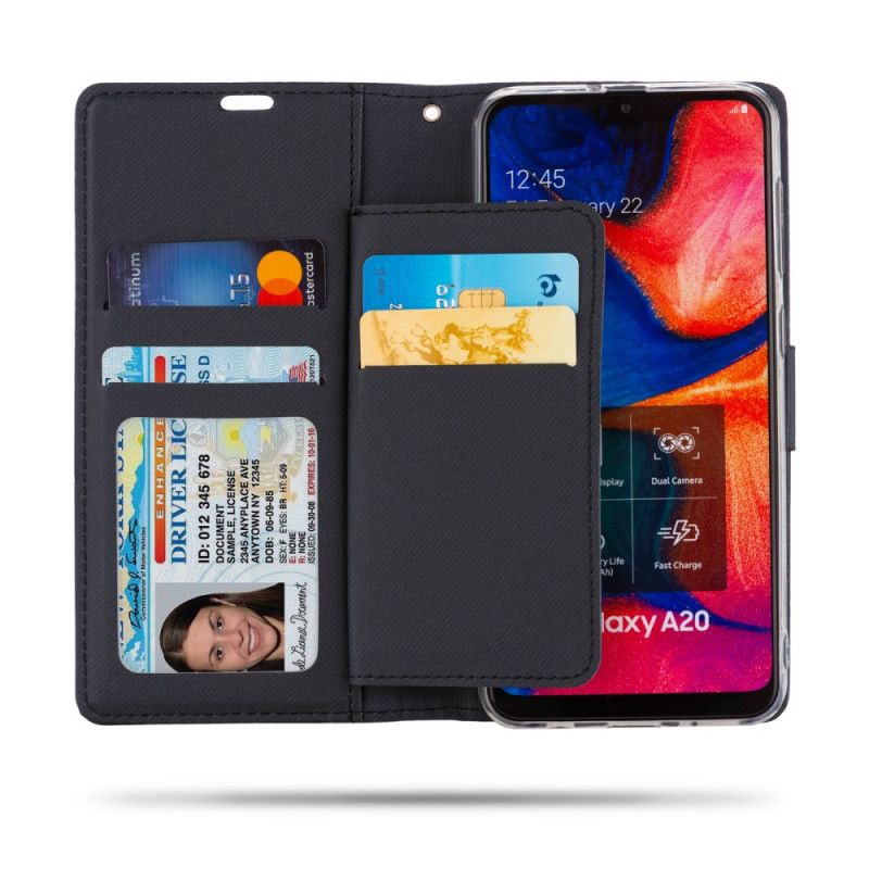 Flip Case Leren Samsung Galaxy A30 Lychee Brullen Imitatieleer