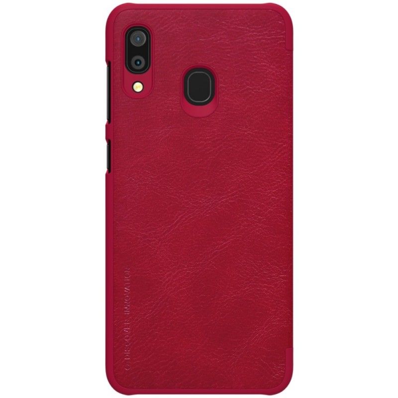 Folio-hoesje voor Samsung Galaxy A30 Bruin Rood Nillkin Qin-Reeks