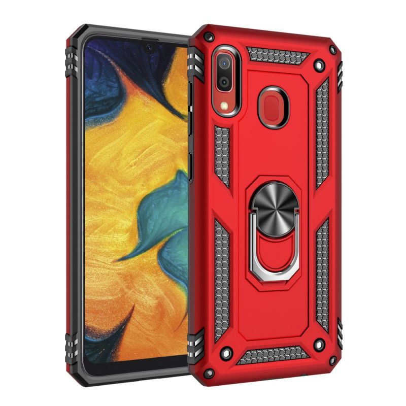 Hoesje Samsung Galaxy A30 Donkerblauw Rood Premium Ring