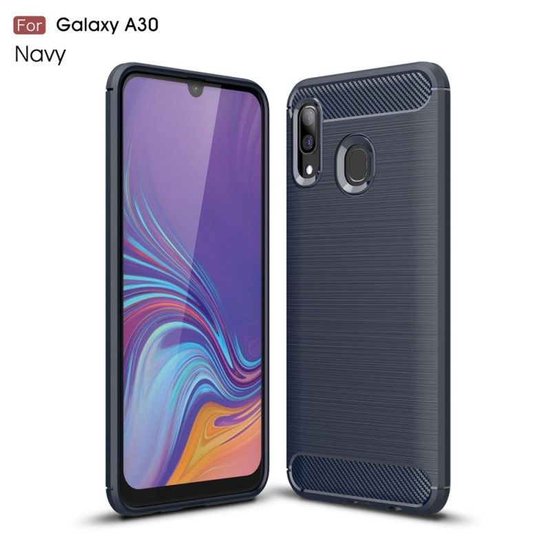 Hoesje Samsung Galaxy A30 Rood Zwart Geborsteld Koolstofvezel