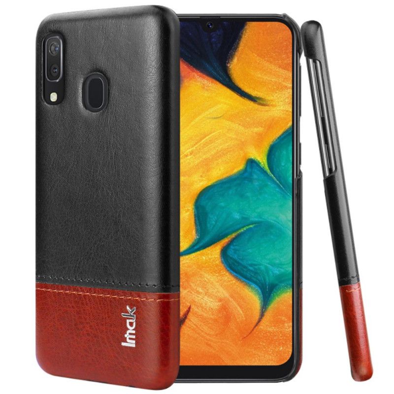 Hoesje Samsung Galaxy A30 Rood Zwart Imak Ruiyi Serie Leereffect