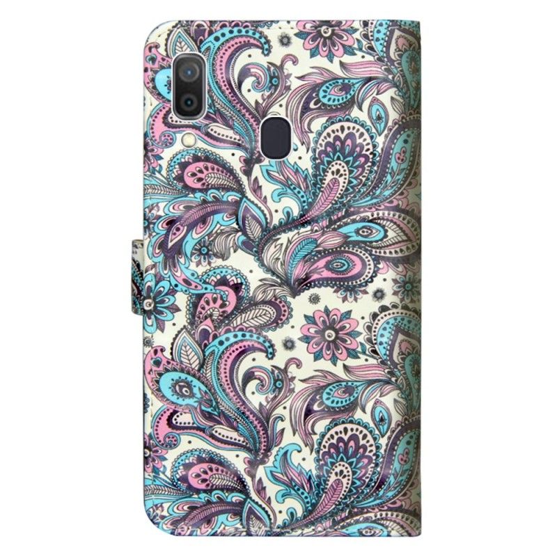 Leren Hoesje Samsung Galaxy A30 Bloemen Met Patroon