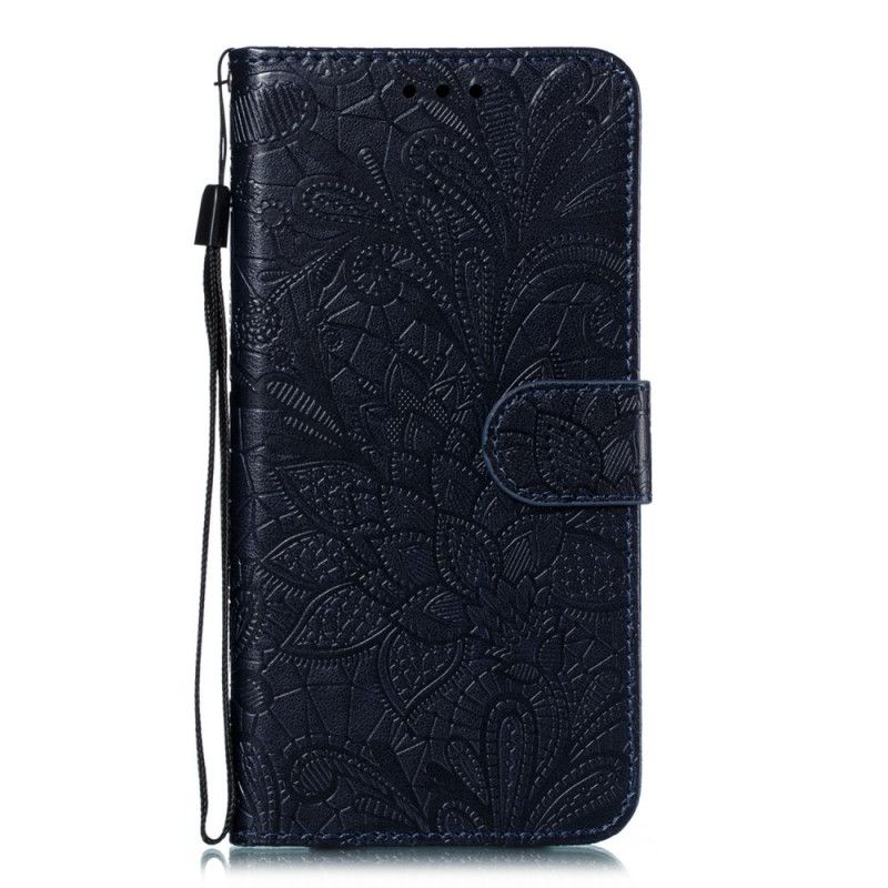 Leren Hoesje voor Samsung Galaxy A30 Grijs Tribal String Bloemen