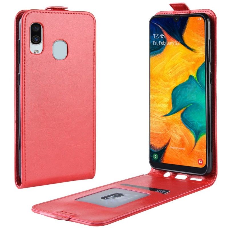 Leren Hoesje voor Samsung Galaxy A30 Wit Zwart Vouwledereffect