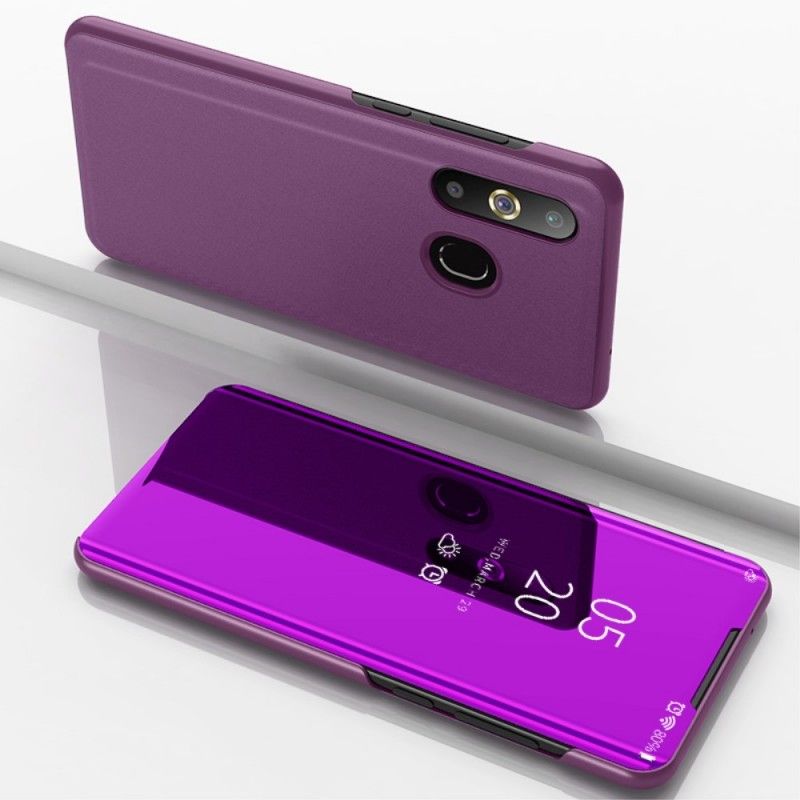 Zichtafdekking Samsung Galaxy A30 Magenta Zwart Spiegel En Kunstleer