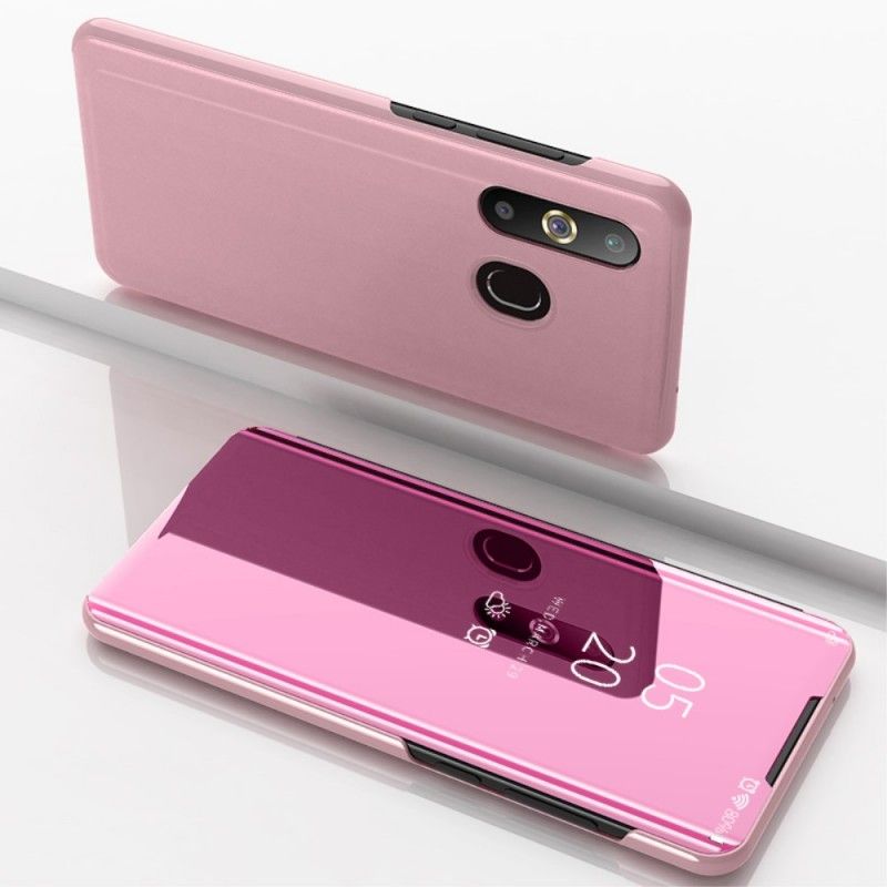 Zichtafdekking Samsung Galaxy A30 Magenta Zwart Spiegel En Kunstleer