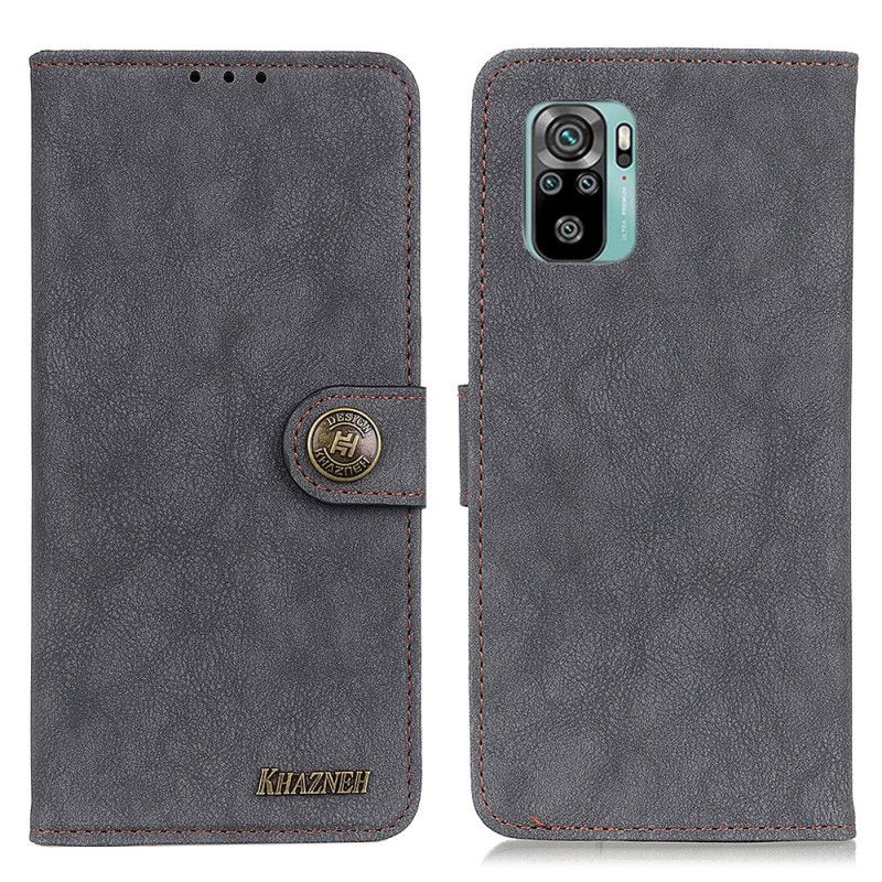 Bescherming Hoesje Xiaomi Redmi Note 10 / Note 10S Donkerblauw Zwart Retro Khazneh Splitleer