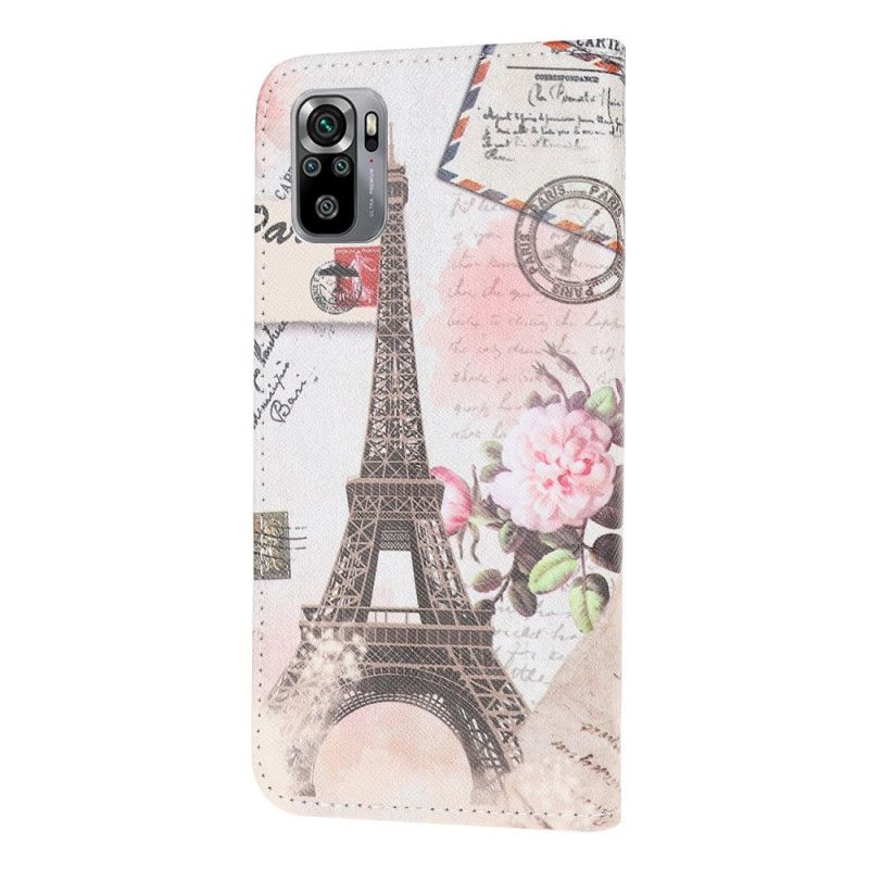 Bescherming Hoesje Xiaomi Redmi Note 10 / Note 10S Telefoonhoesje Retro Eiffeltoren