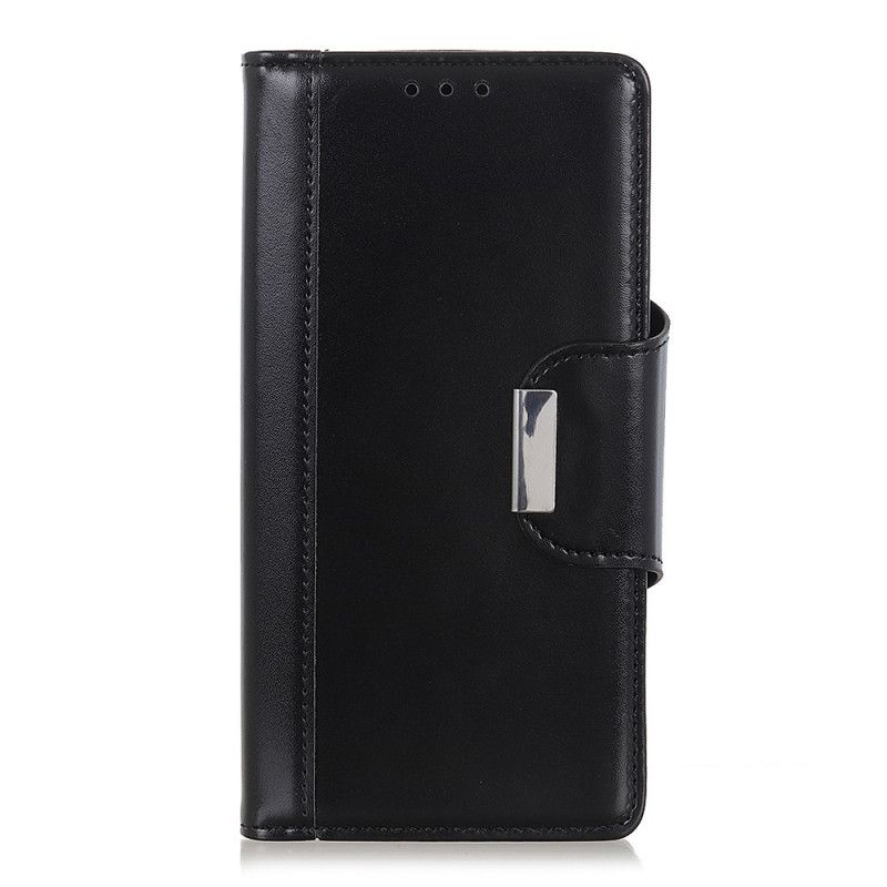 Flip Case Leren Xiaomi Redmi Note 10 / Note 10S Rood Zwart Gespen Elegantie Van Imitatieleer