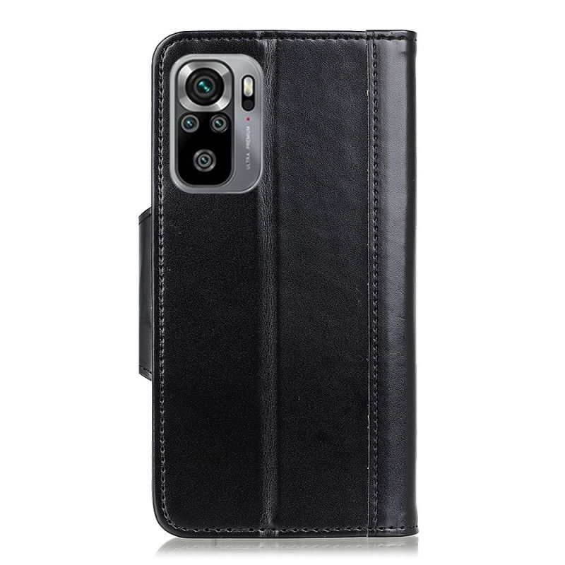 Flip Case Leren Xiaomi Redmi Note 10 / Note 10S Rood Zwart Gespen Elegantie Van Imitatieleer