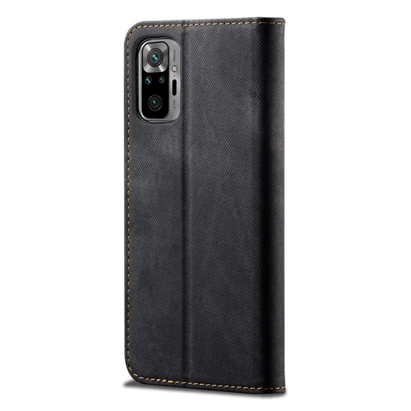 Folio-hoesje voor Xiaomi Redmi Note 10 / Note 10S Donkerblauw Zwart Jeansstof