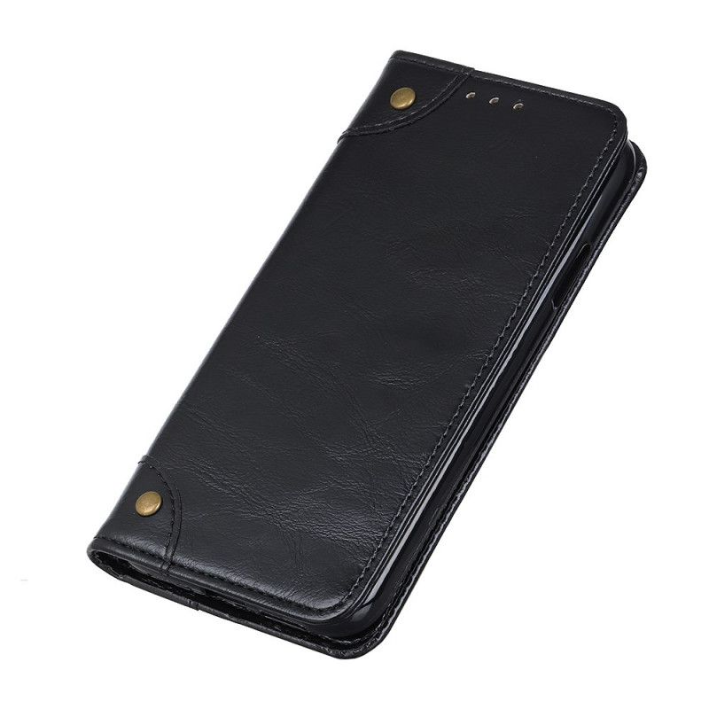 Folio-hoesje Xiaomi Redmi Note 10 / Note 10S Donkerblauw Zwart Vintage Splitleren Klinknagels
