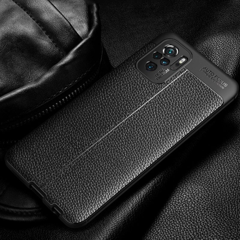 Hoesje voor Xiaomi Redmi Note 10 / Note 10S Rood Zwart Dubbellijns Lychee Leereffect