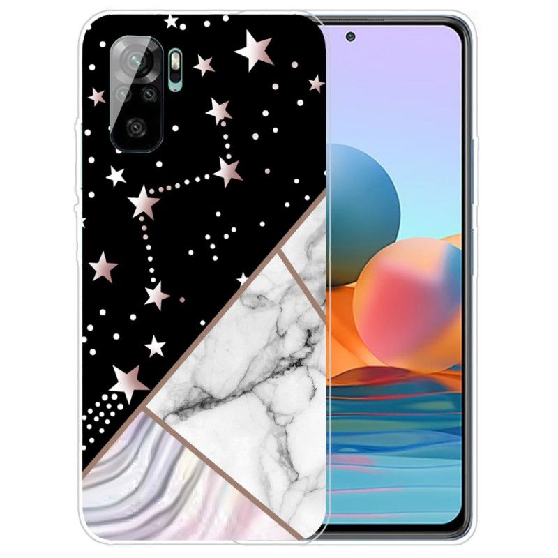 Hoesje Xiaomi Redmi Note 10 / Note 10S Wit Zwart Designer Marmer