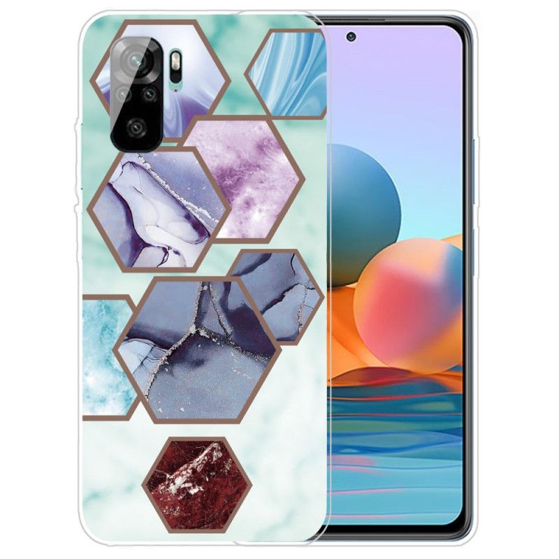 Hoesje Xiaomi Redmi Note 10 / Note 10S Wit Zwart Fantasie Marmer