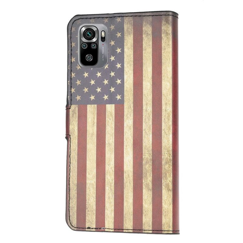 Leren Hoesje voor Xiaomi Redmi Note 10 / Note 10S Amerikaanse Vlag