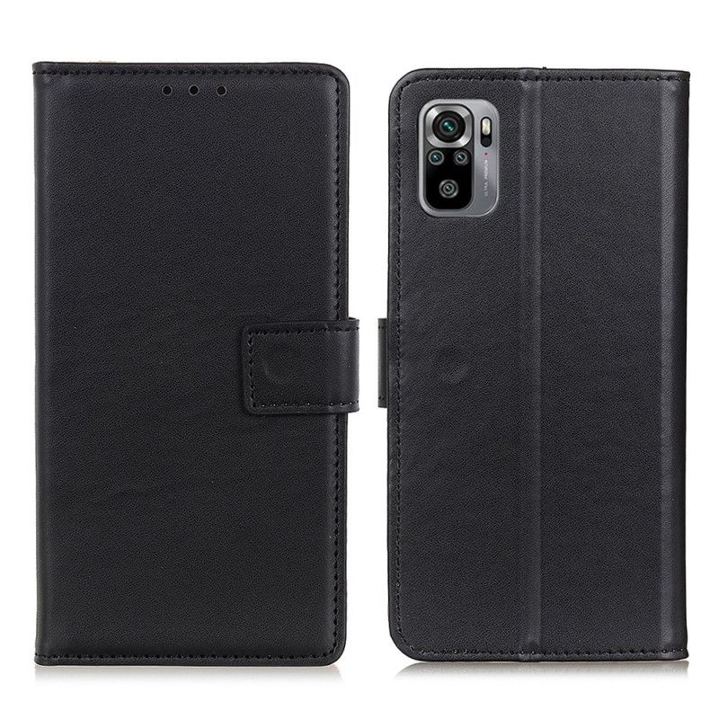 Leren Hoesje voor Xiaomi Redmi Note 10 / Note 10S Donkerblauw Zwart Eenvoudig Kunstleer