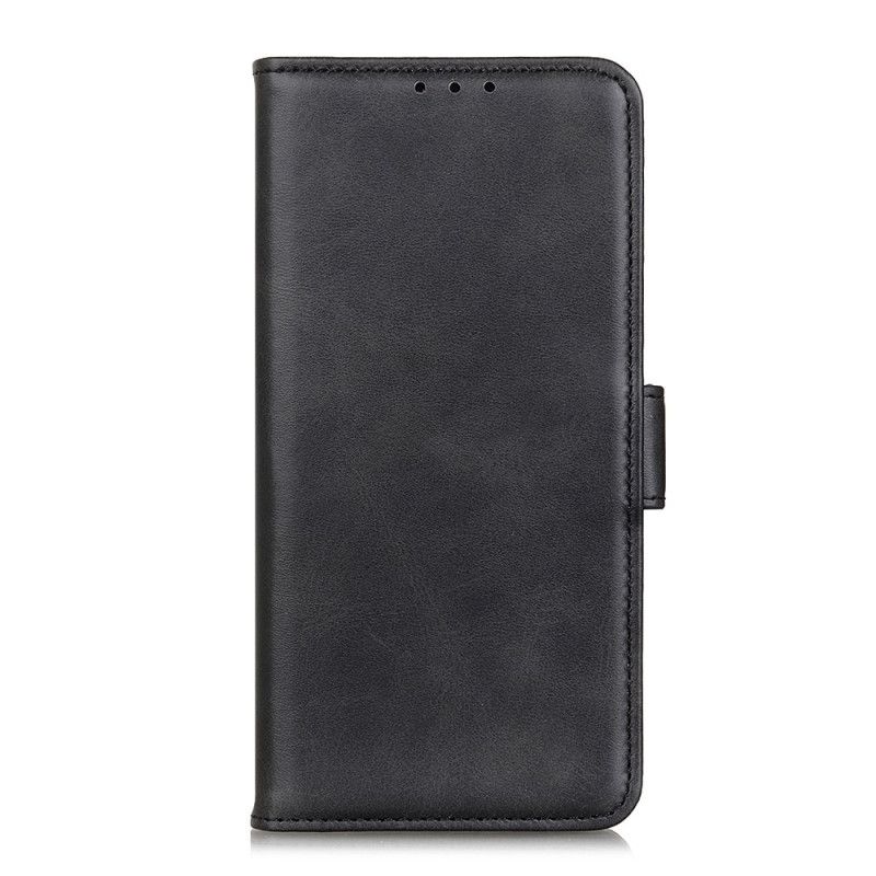 Leren Hoesje voor Xiaomi Redmi Note 10 / Note 10S Rood Zwart Dubbele Klep