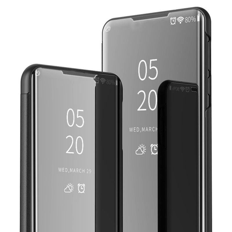 Zichtafdekking Xiaomi Redmi Note 10 / Note 10S Donkerblauw Zwart Spiegel En Kunstleer