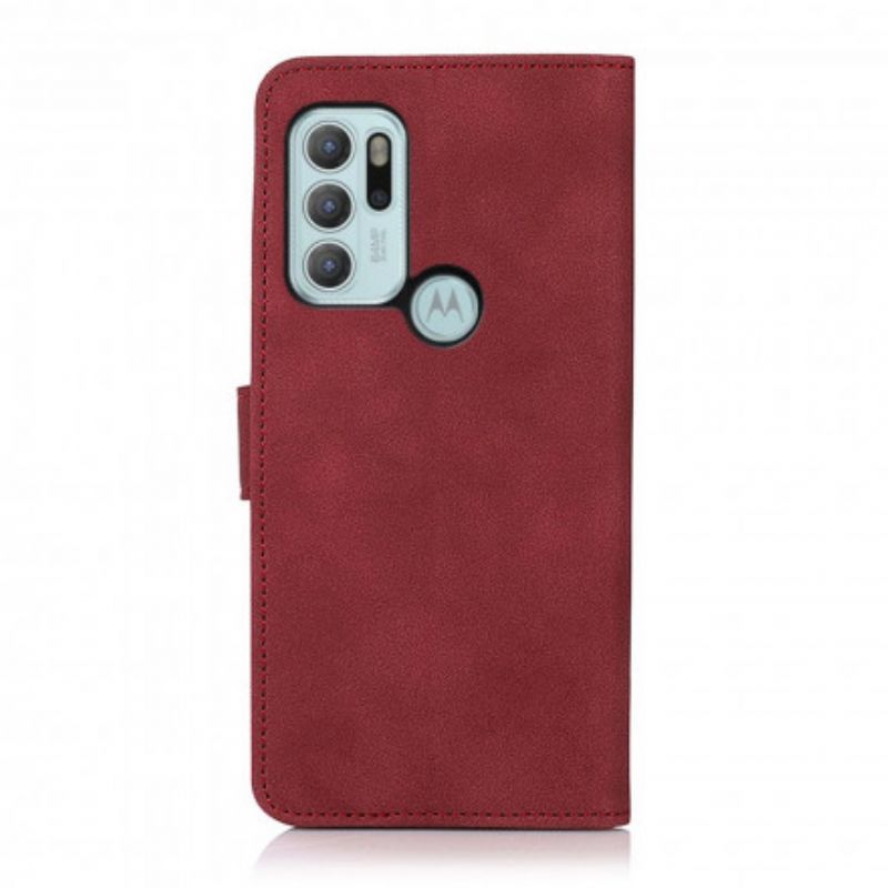 Flip Case Leren Moto G60s Khazneh Getextureerd Leereffect