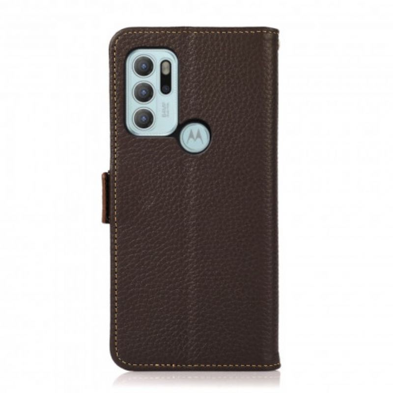 Flip Case Leren Moto G60s Litchi Leder Khazneh Rfid