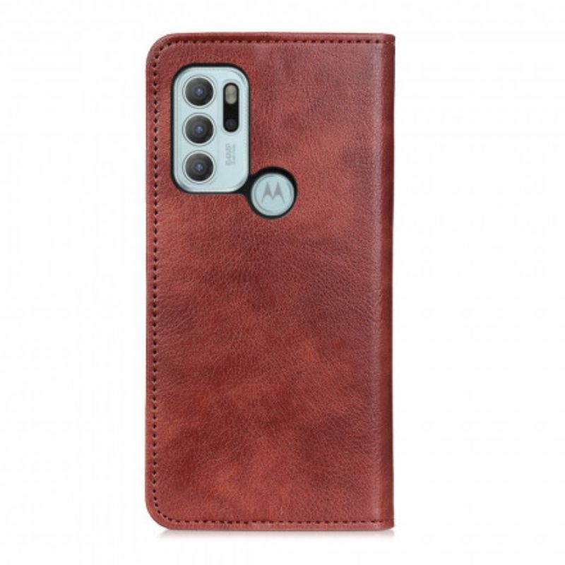 Folio-hoesje Moto G60s Elegantie Split Litchi Leer