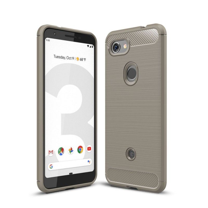 Hoesje Google Pixel 3A Rood Zwart Geborsteld Koolstofvezel