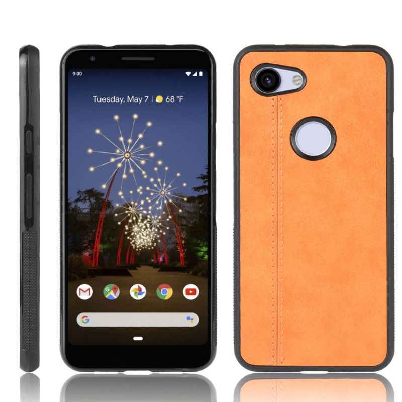 Hoesje Google Pixel 3A Rood Zwart Stiksels In Leerstijl