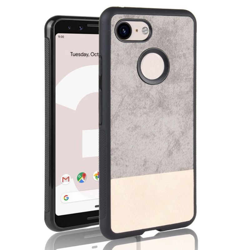 Cover Hoesje Google Pixel 3 Grijs Zwart Telefoonhoesje Tweekleurig Kunstleer