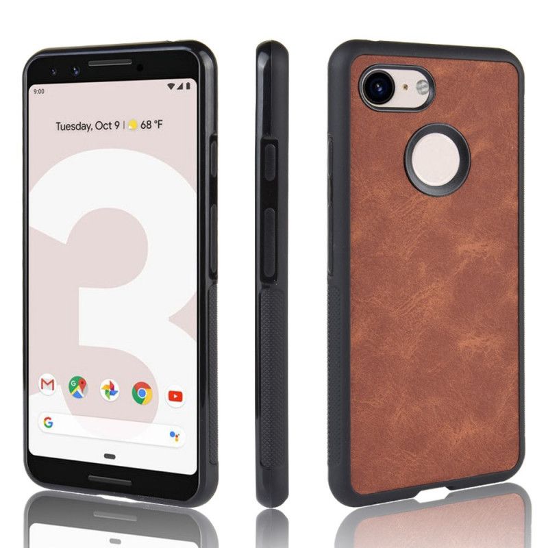 Hoesje Google Pixel 3 Bruin Donkerblauw Luxe Leerstijl