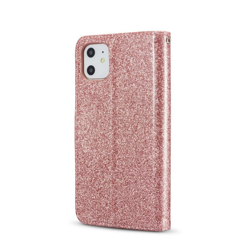 Bescherming Hoesje iPhone 11 Magenta Zwart Hart Glitter