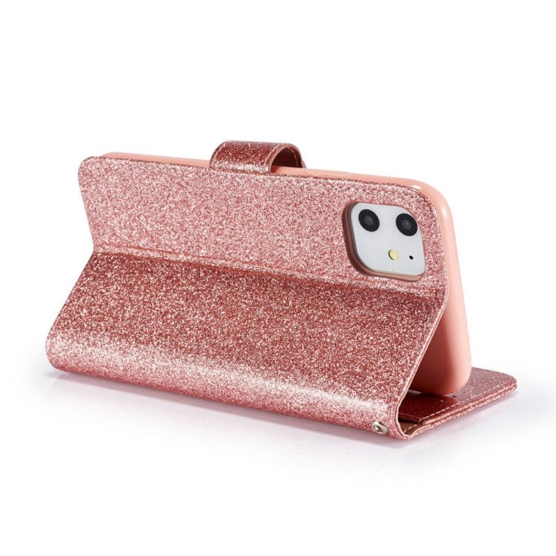 Bescherming Hoesje iPhone 11 Magenta Zwart Hart Glitter