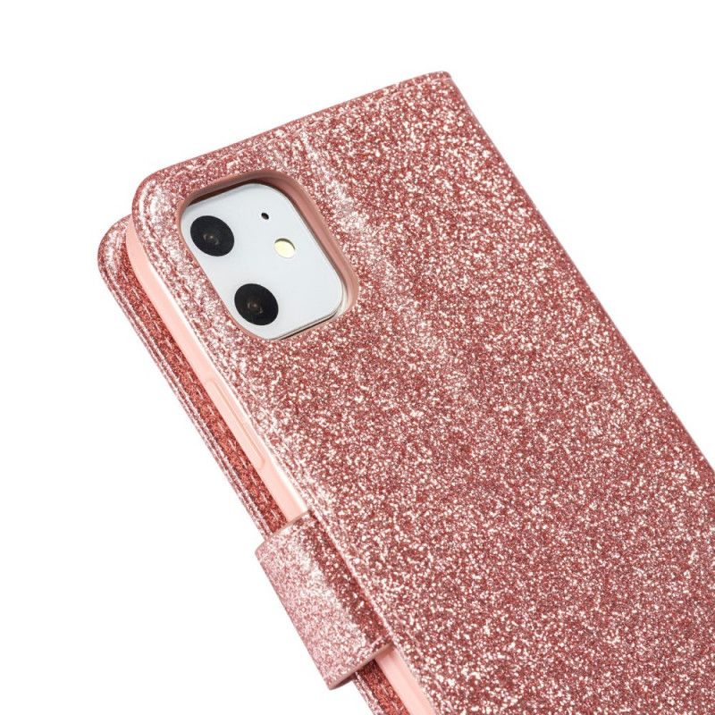 Bescherming Hoesje iPhone 11 Magenta Zwart Hart Glitter