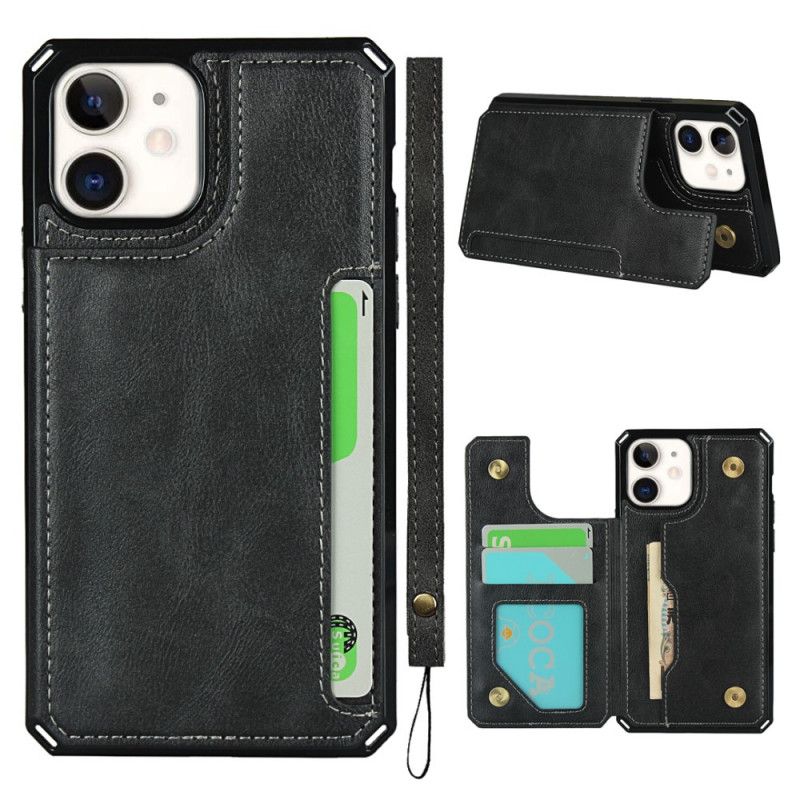 Case Hoesje iPhone 11 Grijs Zwart Telefoonhoesje Multifunctioneel Met Riem