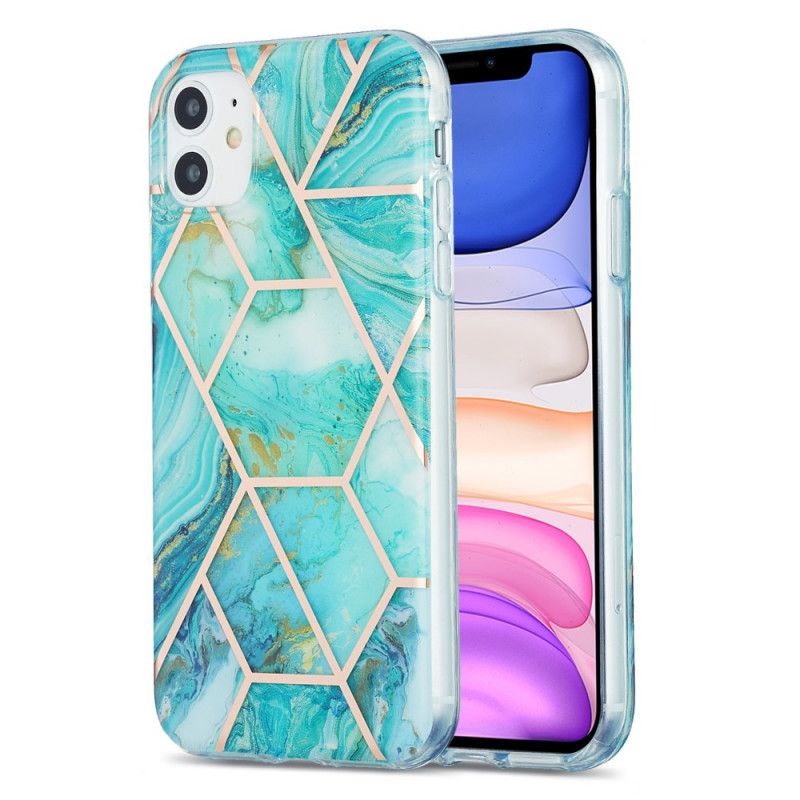 Case Hoesje iPhone 11 Groen Roze Telefoonhoesje Flitsend Geometrisch Marmer