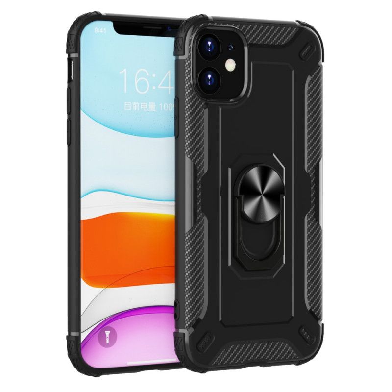 Case Hoesje iPhone 11 Groen Zwart Telefoonhoesje Siliconen Ringhouder