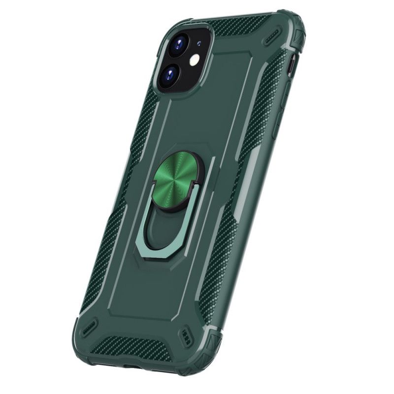 Case Hoesje iPhone 11 Groen Zwart Telefoonhoesje Siliconen Ringhouder