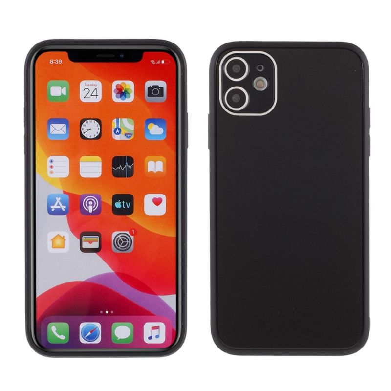 Case Hoesje iPhone 11 Rood Zwart Telefoonhoesje Glazen Achterkant En Siliconen Randen