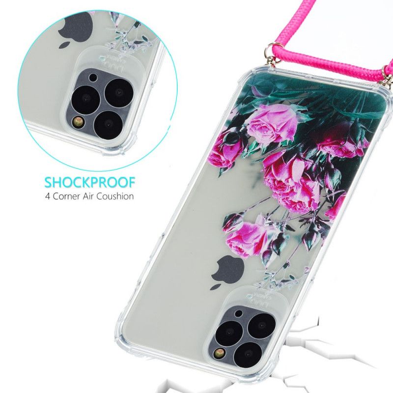 Case Hoesje iPhone 11 Telefoonhoesje Siliconen Bloemen Met Koord