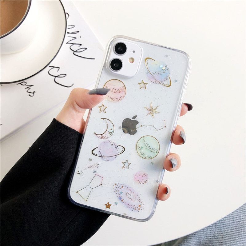 Case Hoesje iPhone 11 Wit Zwart Telefoonhoesje Planeten