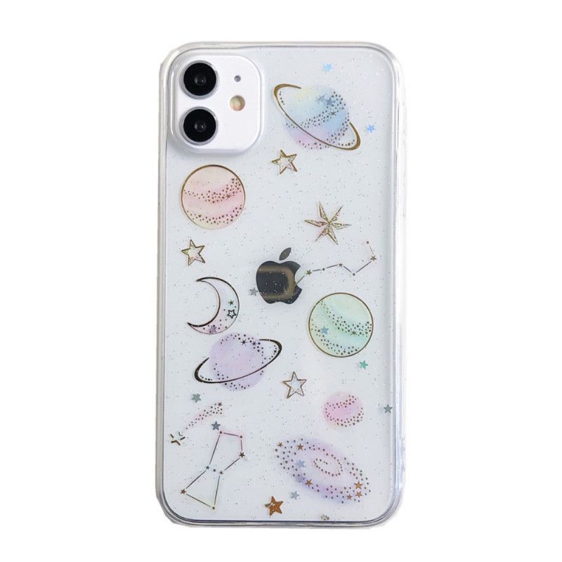 Case Hoesje iPhone 11 Wit Zwart Telefoonhoesje Planeten