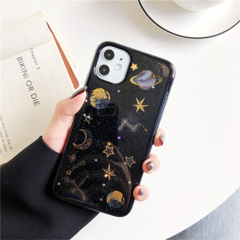 Case Hoesje iPhone 11 Wit Zwart Telefoonhoesje Planeten